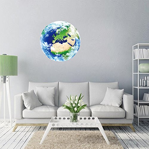 Vancytop 3D Luminous Earth Pattern Self-Adhesive Diy Removable Wall Sticker For Kids' Room Nursery Living Room Home Decoraions,Blue Light Color #TOP2