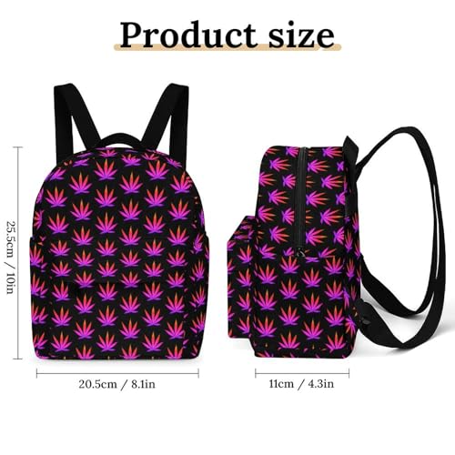 Rainbow Pot Leaf Casual Women's Backpack, Lightweight, Waterproof, Versatile Daily Bag2
