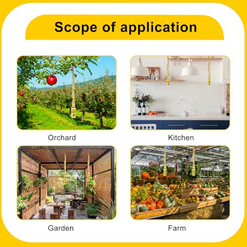 30PCS Fly Paper Strips, TRIITECH Sticky Fly Ribbons Traps, Tape Trap Ribbons for Indoor and Outdoor - Image 5