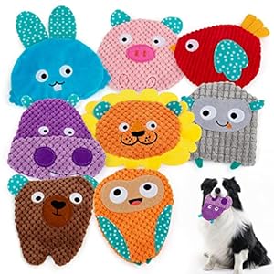 AWOOF Dog Toys No Stuffing,8 Pack Dog Squeaky Toys Crinkle Dog Toys for Small Medium Dog,Durable Plush Dog Toys for Aggressive Chewers,Cute Puppy Toy (8Pcs Textured Animals)