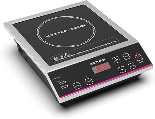 Induction Cooktop 1800W Induction Burner Cooker Portable Commercial Countertop Burner Stove Stainless Steel Electric 10 Power&Temperature Levels