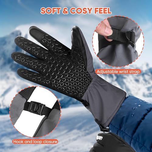 Image of ihuan Winter Waterproof Ski Gloves Men Women, Snow Warm Cycling Cold Weather, Driving Biking Running