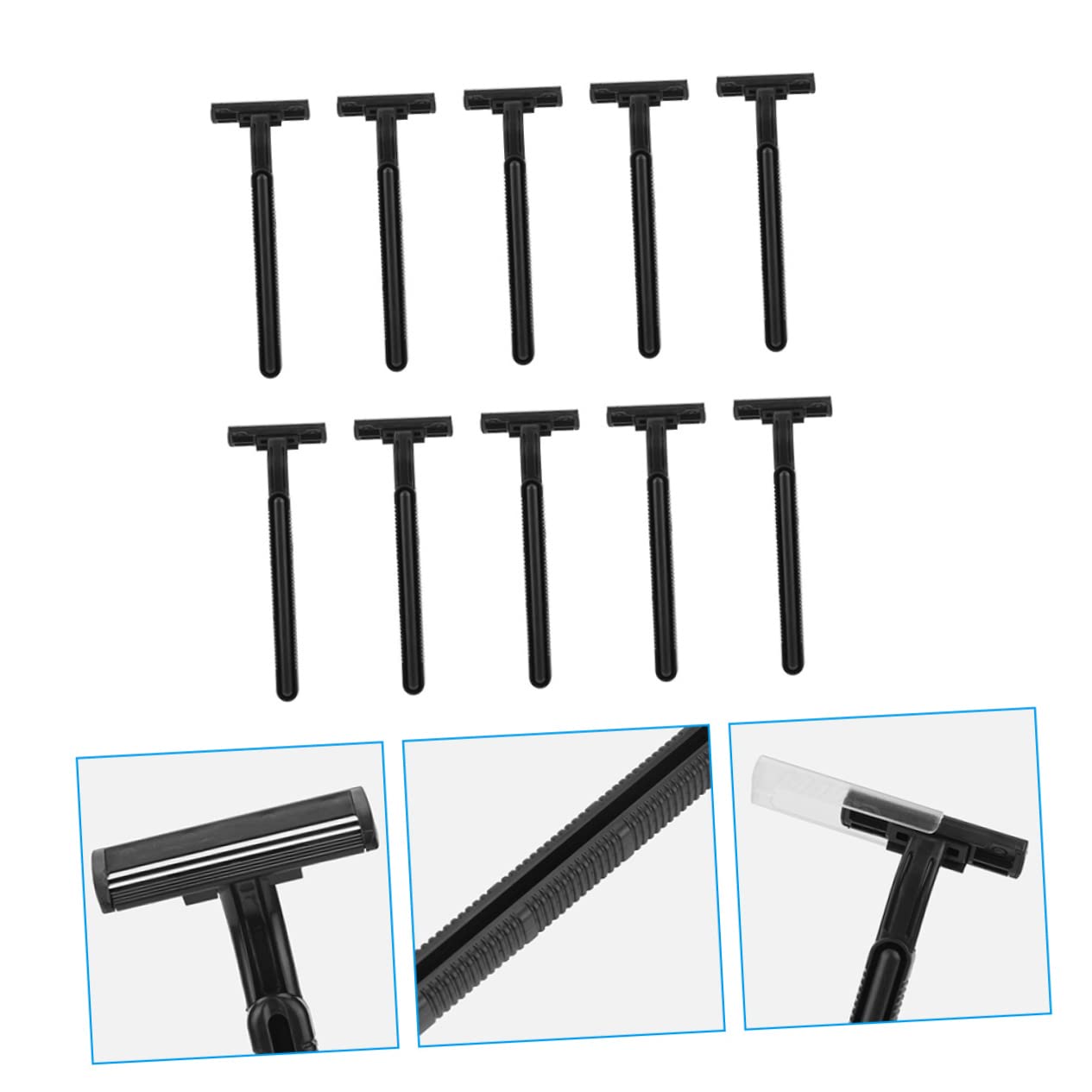 10pcs Disposable Shavers for Women and Men Dual for Back and Arm Hair Removal Non- Design Convenient Depilatory Tool for Personal and