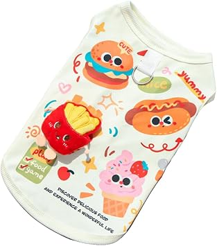 Pet Summer Cooling Shirt,Quick Dry Lightweight Dog Clothes for Hot Weather,Cute Vest Burger Fries,2XL