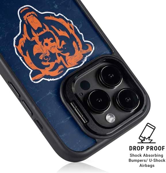 Skinit Kickstand Phone Case Compatible with iPhone 14 Pro Max - Officially Licensed NFL Chicago Bears - Alternate Distressed Design
