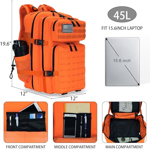 Image of Military Tactical Backpack 45L /25L 3 Day Assault Pack Molle Daypack Hiking Backpack for Men and Women