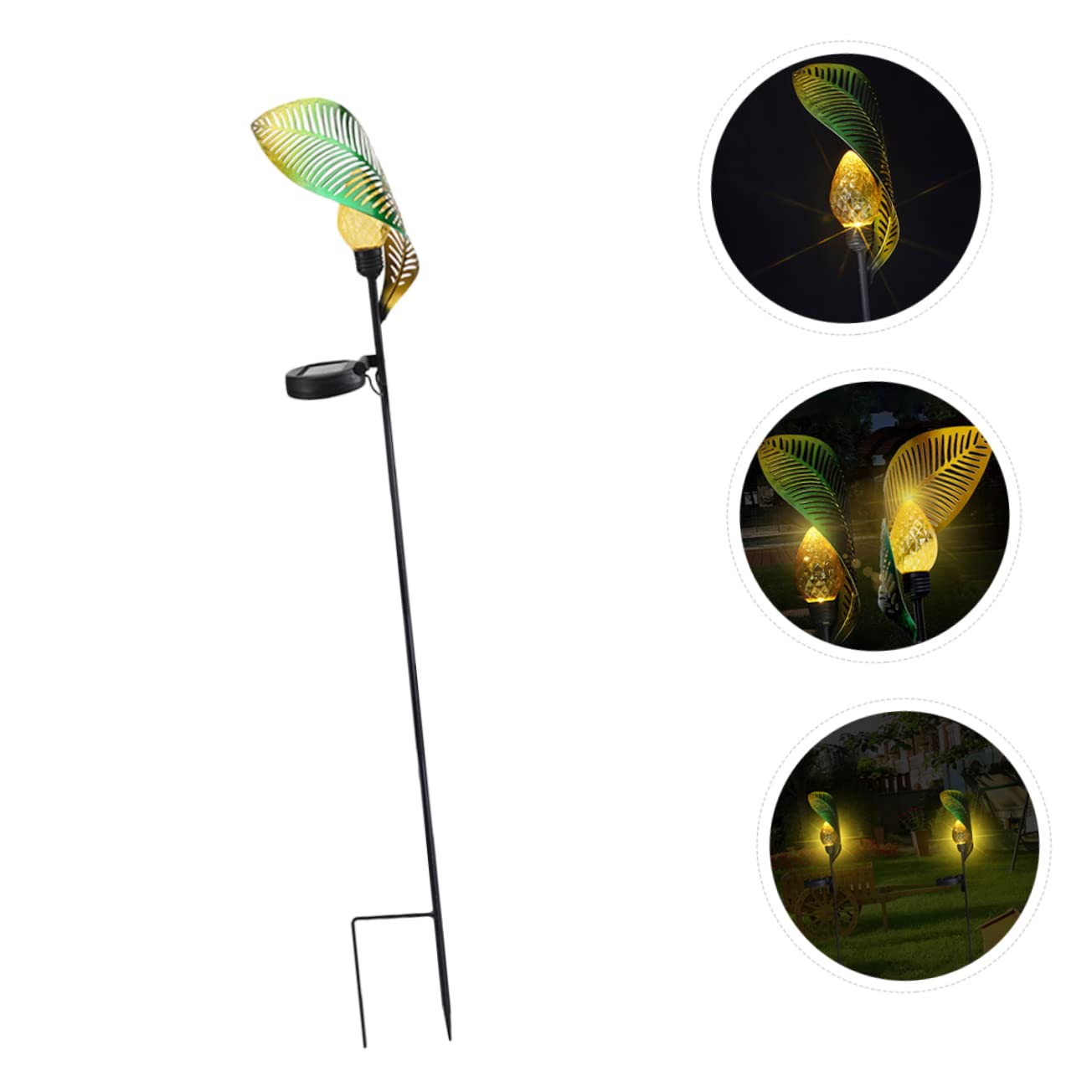 Hemoton Solar Powered Garden Light with Leaf Design Plug in Lamp for Outdoor Use Solar Charging for Parks and Gardens