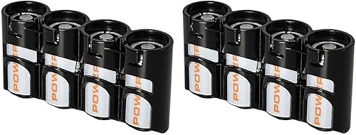 Storacell by Powerpax Slimline CR123 - Contenedor de almacenamiento de batería con capacidad para 4 baterías, color negro (paquete de 2)