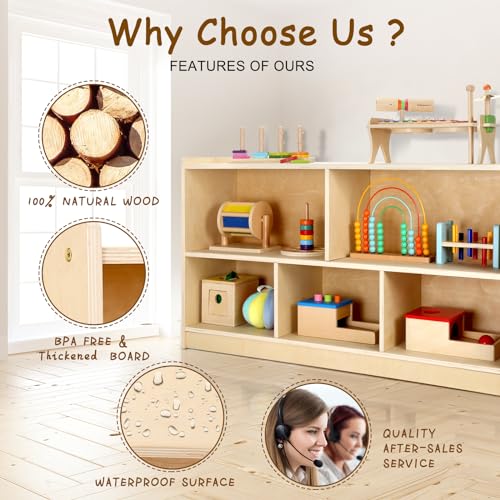 WINGYZ Wooden Storage Cabinet, 5-Section Montessori Bookshelf, Kids Toy Storage Organizer Book Shelf for Kids Rooms, Classroom, Playroom, Nursery, Preschool Book Shelves by WINGYZ - Image 4