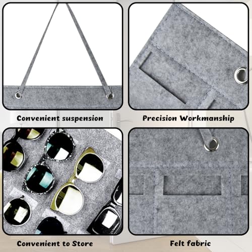 HNBTX Hängende Sonnenbrille Organizer, 25 Fächer Brillenaufbewahrung Wandhalterung, Gefühlt Brillenaufbewahrung Wand, Brillenhalter Wand Filz