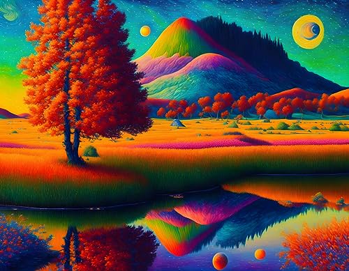 Toile paysage surréaliste SERENDIPITP affiche d'art contemporain 58 x 90 cm