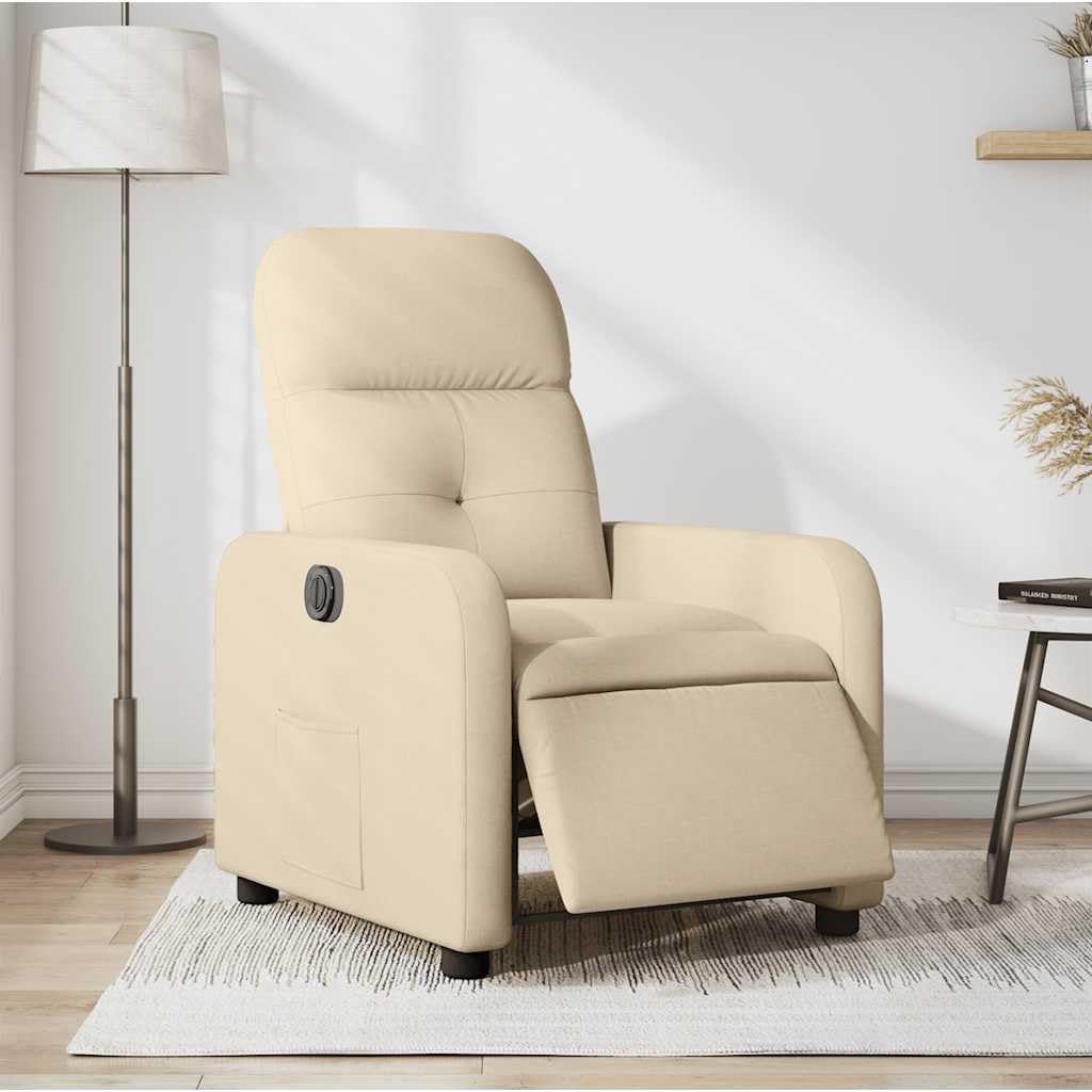 Genérico Sillón reclinable eléctrico de Tela Crema,Mobiliario,Sillas,Sillones,Crema,22.6 kg,3206785