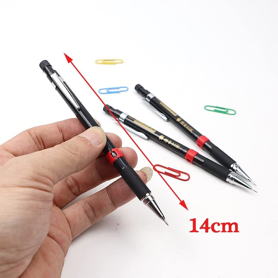 Ołówki metalowe, mechaniczne, 0,5 mm, 2B, czarne, automatyczne, do rysowania, szkicowania, artykuły biurowe (2 ołówki, 2 wkłady) (2 ołówki, 2 wkłady)