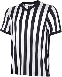 Men Referee Shirt, Black & White Stripe Referee/Umpire Jersey V-Neck Referee Uniform Basketball, Football, & Soccer