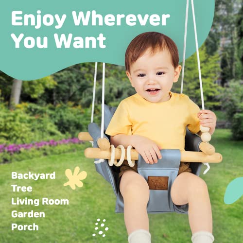 The Classy Swing Seat For Baby’s Fun Time & Growth - Uv Resistant Technical Fabric For Indoor And Temporary Outdoor - Infant To Toddler - Seat With Velcro & Belt - Ceiling Hardware - Gift For Lover #TOP4