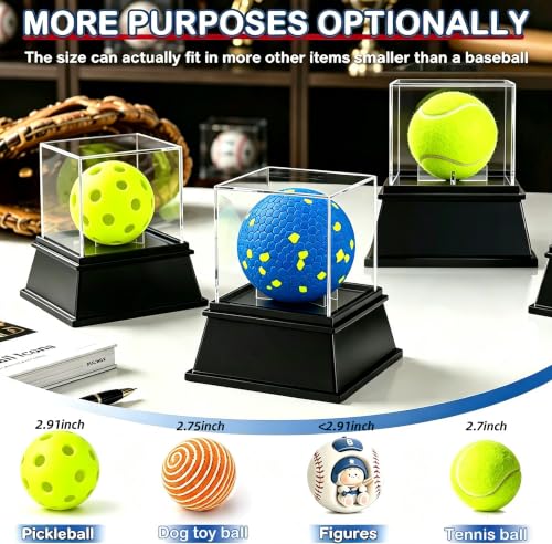Image of KKU Acrylic Baseball Display Case, Dustproof UV Protected Baseball Case, Transparent Baseball Holder Display Case for Signed Balls Memorabilia