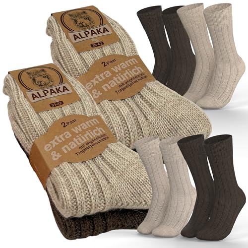 MEDOLY Alpaka Socken (4 Paar) THERMO Wintersocken mit Alpaka- & Schafwolle für Damen & Herren warme Wollocken