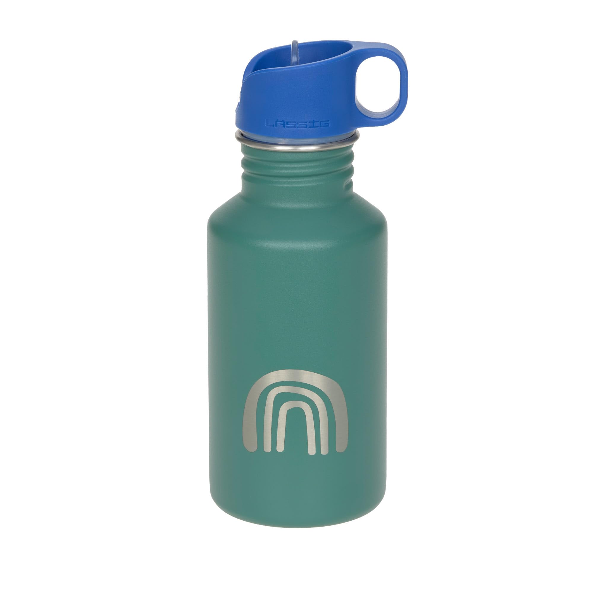 LÄSSIG Butelka do picia ze stali nierdzewnej, bez BPA, 500 ml, do przedszkola, szczelna, ze sportowym zamknięciem do picia/butelka ze stali nierdzewnej, Little Gang Rainbow Green | Do przedszkola i szkoły, wytrzymała, odporna na pękanie, szczelna, nie zaw