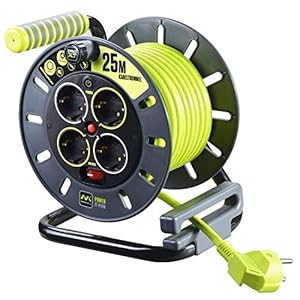Masterplug Pro-XT kabelhaspel verlengkabel met 4 stopcontacten, oprolslinger, thermische beveiliging en netschakelaar…
