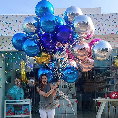 Image of PartyWoo Royal Blue Foil Balloons 6pcs Large Round Giant Jumbo 4D Balloons | 22 Inch for Graduation Men Birthday Retirement Baseball Gaming Baby Shower Bridal Shower Gender Reveal Party Decorations