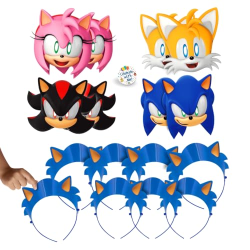 Unique Sonic The Hedgehog Party Favors | Dress-Up Fun Pack | Serves 8 | Officially Licensed | Paper...