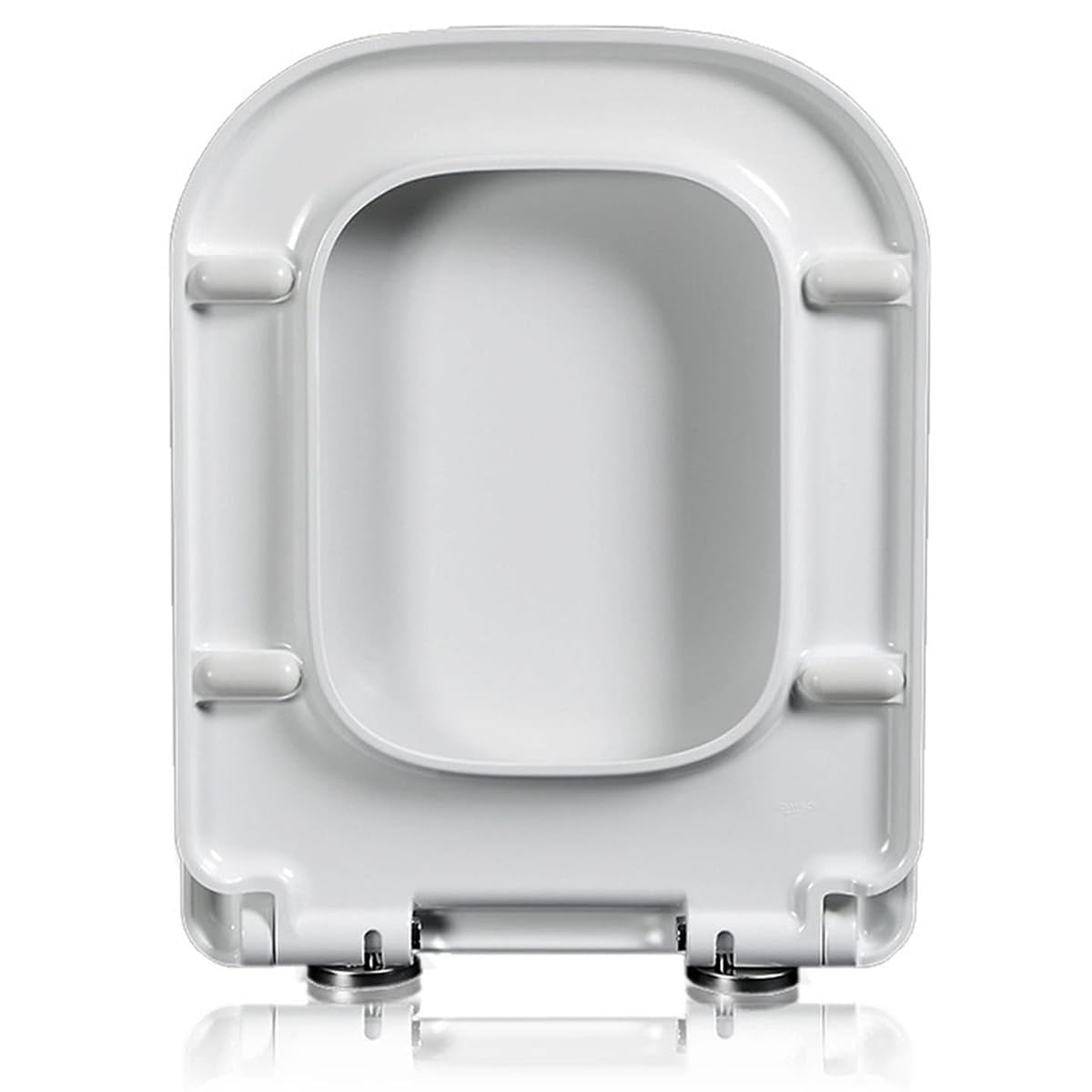 Asiento de inodoro cuadrado de cierre suave, color blanco, tapa de inodoro de baño 04E con fijación superior ajustable, bisagras de acero inoxidable, fácil montaje y limpieza (04B)
