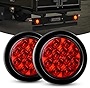 Nilight - TL-18 2PCS 4' Round Red LED Trailer Tail Lights w/Surface Mount Grommet Plugs IP67 Stop Brake Turn Tail Lights for Truck Trailer RV Jeep, 2 Years Warranty