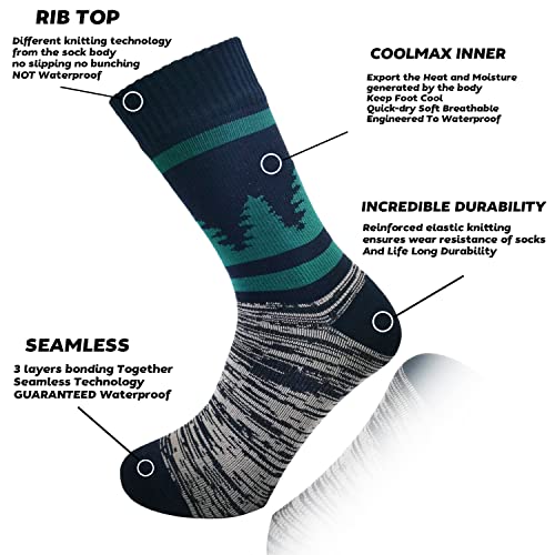 Fullsheild Waterproof Socks, Unisex Breathable Hiking Socks Outdoors Running Cycling Sports Sock Tree Design 1 Pair Brown Large #TOP1