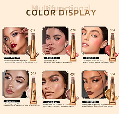 Maepeor Highlighter Beauty Wand Smooth Cream Liquid Face Illuminator Lightweight Blendable And Natural Shimmer Face Highlighter Bronzer Makeup With Cushion Applicator (5# Rose) #TOP3