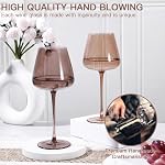 JOVGANK Venus Wine Glasses Set of 6, Hand Blown Amber Wine Glass 18oz, Lead-Free Premium Crystal Glass, Long Stem Brown and Thanksgiving Wine Glasses, Housewarming and Mother's Day Gift