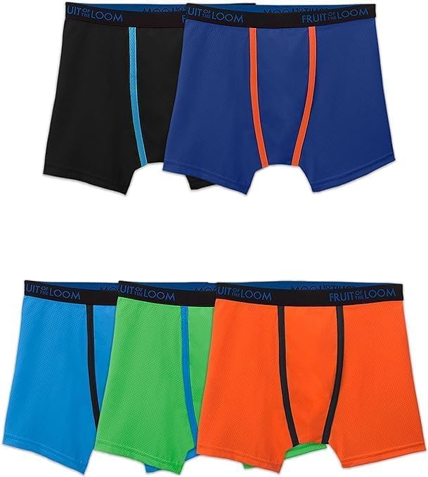 Fruit of the Loom Boys Boxer Briefs Solids and Prints (US, Alpha, Medium, Regular, Multicolor)2