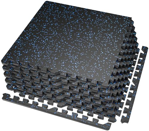SUPERJARE 0.56'' Thick 6 Pcs 24 Sq Ft Rubber Top Exercise Equipment Mats, High Density EVA...