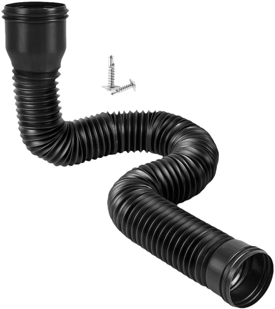 Flexible Rain Gutter Downspout Extension for Improved Water Flow, Brown(Black)