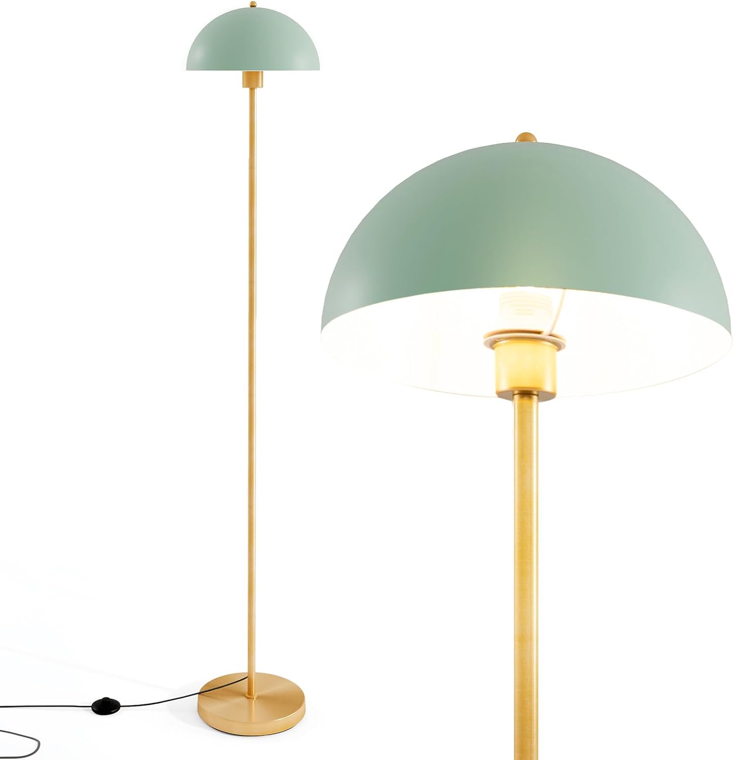 Tangkula Modern Floor Lamp, 64”H Tall Standing Lamp with Lamp Head, Shatterproof Lampshade & Foot Switch, Tall Lamp Reading for Living Room, Bedroom & Office (Green, 64" H)