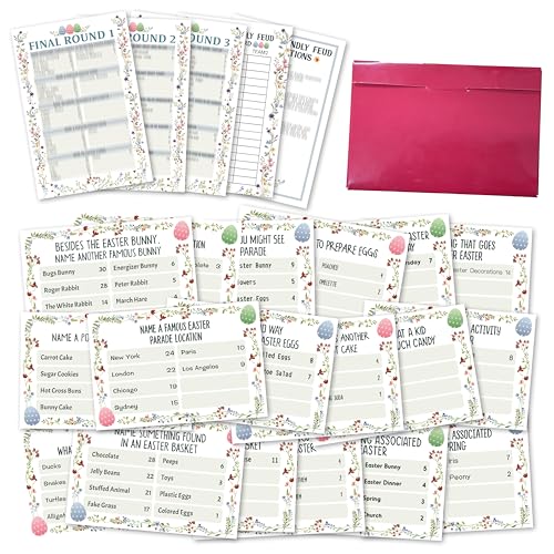 wenhihsiy Easter Feud Games, Easter Game Cards, Easter Party Games for Adults Friend, Friendly Feud Game for Groups, Easter Party Decorations Supplies Favors, 01