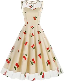 Women's 1950s Floral Embroidery Tulle Dress for Women Heart Print Dress Wedding Guest Formal Evening Party Gown