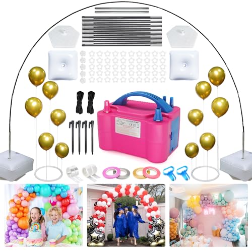 Balloon Arch Kit with Balloon Pump Electric, 10FT Wide & 9FT Tall Adjustable Balloon Arch Stand Set with Table Balloon Stands for Wedding Birthday Baby Shower Party Decoration Graduation Ceremony