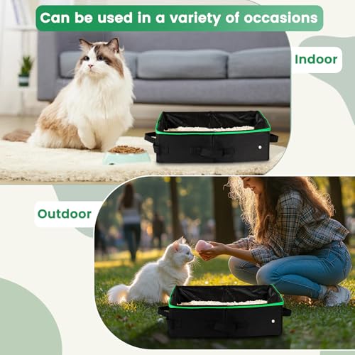 Ferrafay Caixa de areia portátil para viagem para gatos com tampa com zíper, fácil de transportar e