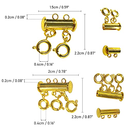 Layered Necklace Spacer Clasp, 2 And 3 Strands Necklaces Slide Magnetic Tube Lock With Lobster Clasps, Jewelry Clasps Connectors For Women Layered, Bracelet, Jewelry, Crafts, Necklace, 2 Pack Gold #TOP5