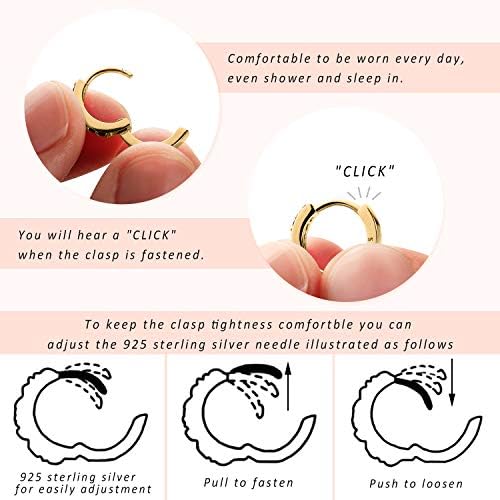 SWEETV 925 sterling silver hoop earrings for women girls - Tiny small large huggie hoop earring 3 sizes