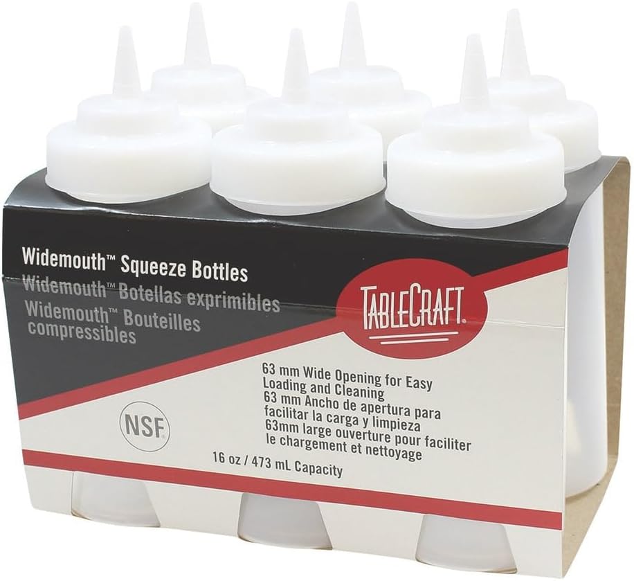 TableCraft C11663C White 16 Oz. Wide Squeeze Dispenser - 6 / PK