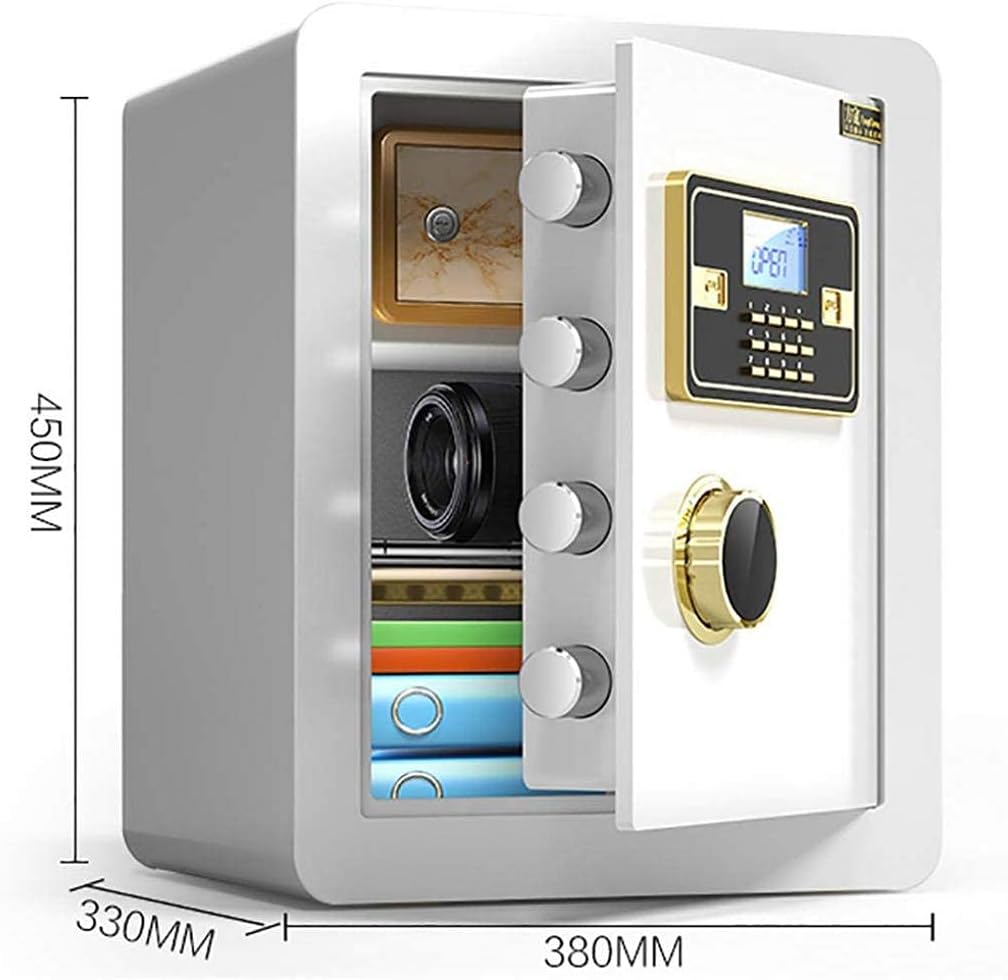 Electronic Digital Security Safe Box with LED Display,Cabinet Safes for Home Office Hotel Personal Keep Money Cash Or Document, 38x33x45cm, White