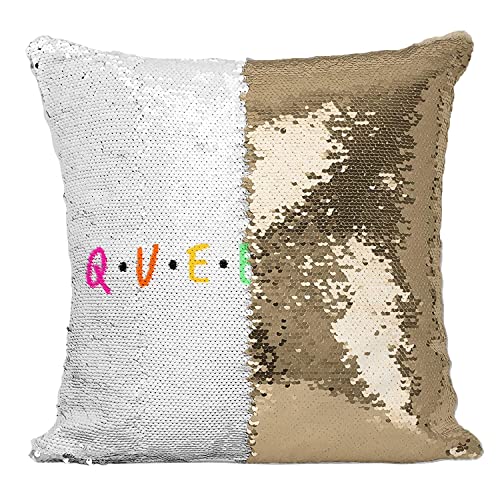 Coussin Sequin Doré Queer AF : Affirmez Votre Identité Trans - 2