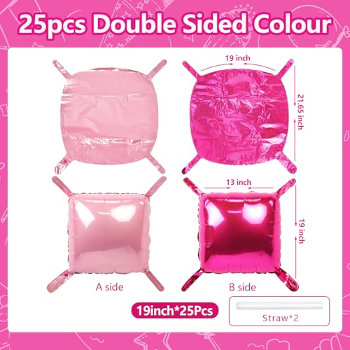 NISOCY 25PCS Hot Pink and Rose Square Foil Balloons Wall Backdrop by NISOCY - Used condition - Image 2