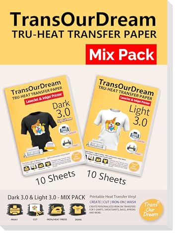 TransOurDream Iron on Heat Transfer Paper for Dark and Light T Shirts...