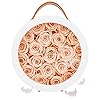 Valentines Day Decor Preserved Rose in a Box Enchanted Forever Eternal Rose New Job Birthday for Women Party Decoration Mothers Day(21,Round White Box,Champagne)