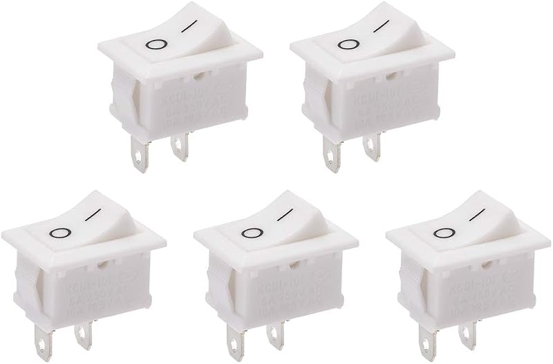 Interruptor basculante uxcell SPST ON/OFF 2 posições 2 pinos AC 250 V/6 A ou 125 V/10 A branco – Pacote com 5