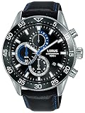 Lorus Orologio analogico da uomo al quarzo con cinturino in pelle RM343FX9, Nero, striscia