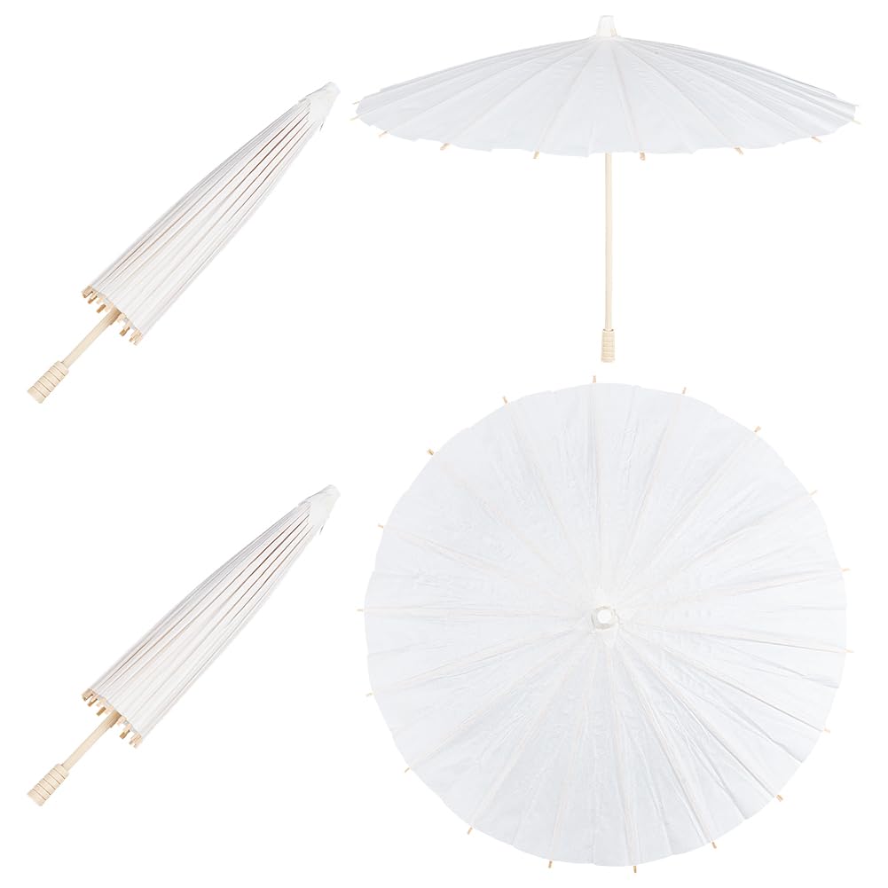 Pack of 4 White Paper Umbrellas DIY Oil Umbrella Craft Chinese Parasol Hand Painting Props for Wedding Bridal Photography Crafts 41 x 29 cm