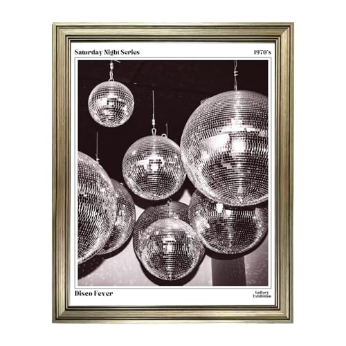 Disco Ball Decor, Vintage Framed Print Posters for Room Aesthetic,
